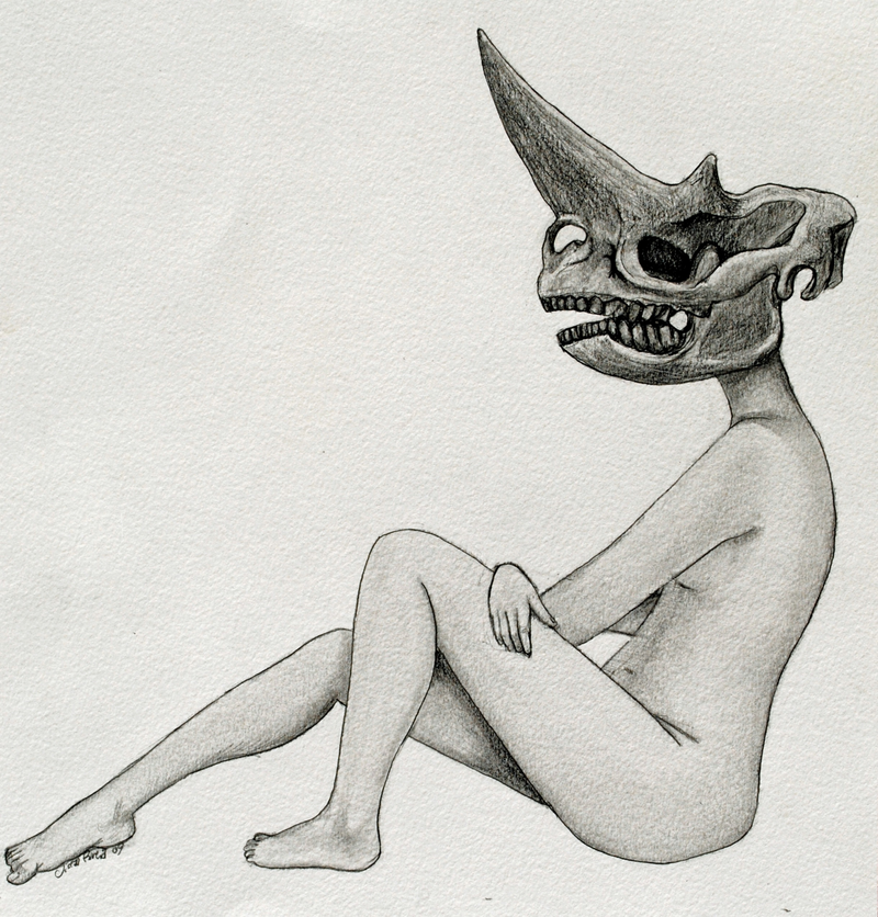 Illustration for article titled Paleontological pin-up girls have dinosaur skulls for heads